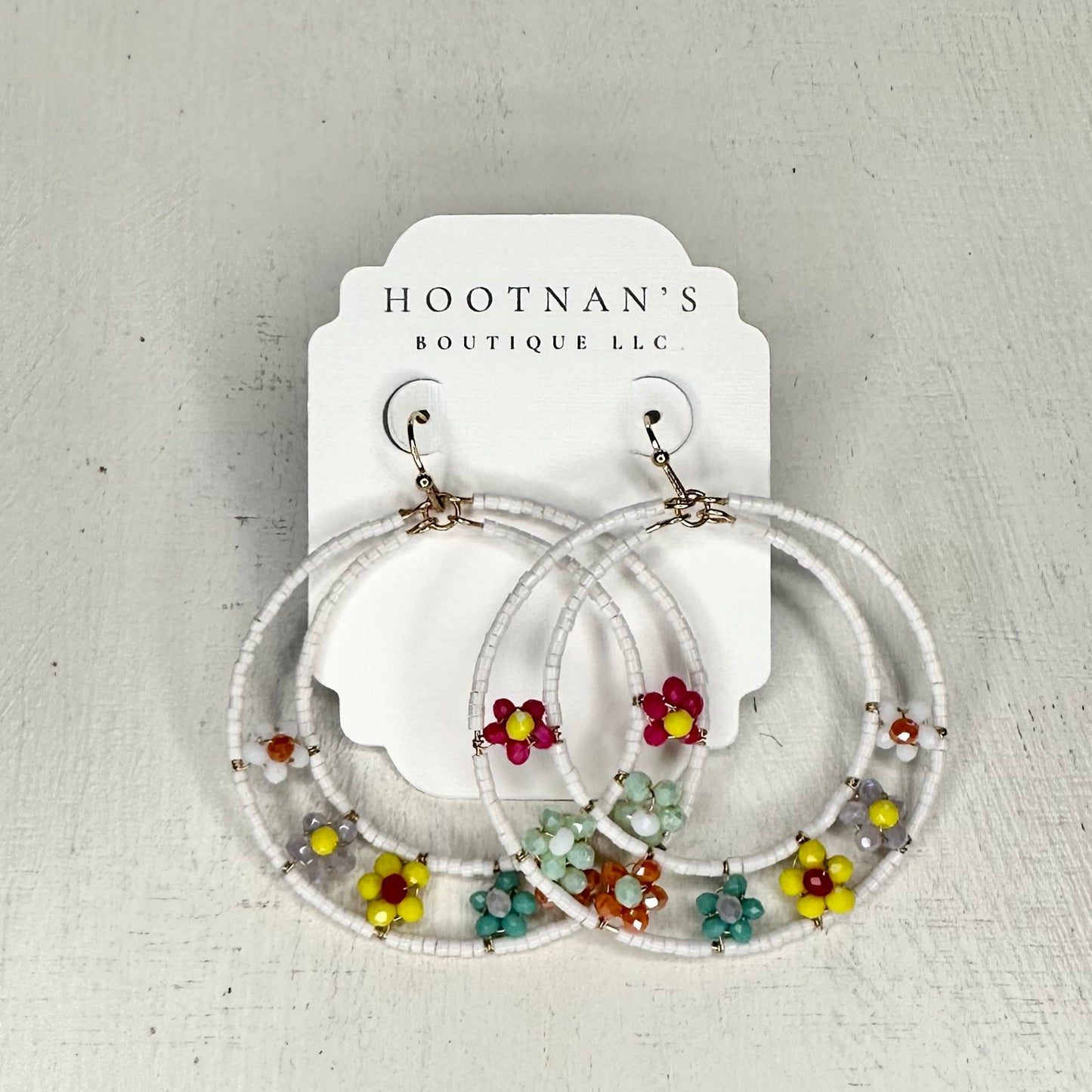 Beaded Flower Hoops