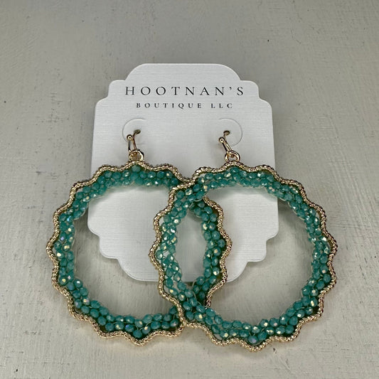 Beaded Gold Hoops