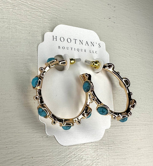 Boho Turquoise Hoops