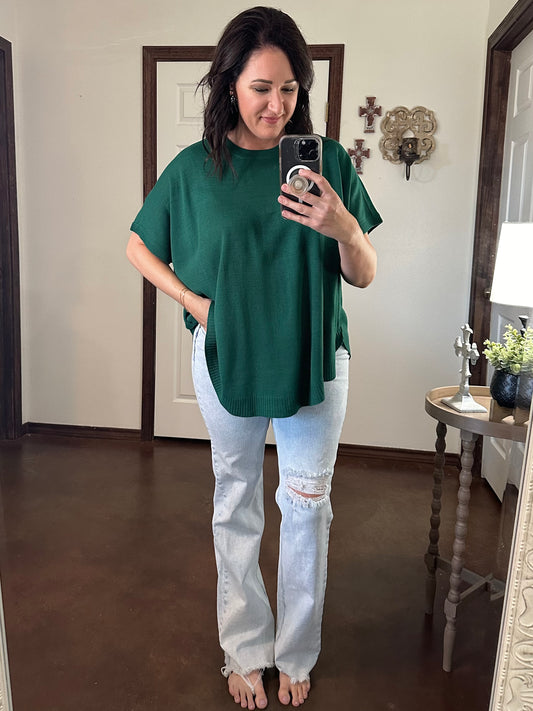 Short-Sleeve Knit Top - Green